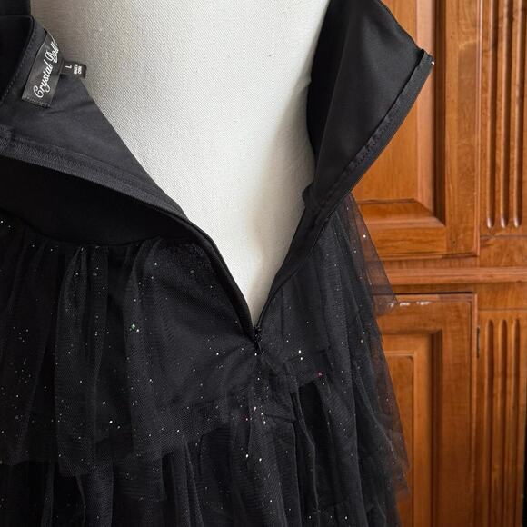 Cocktail evening DATE NIGHT dress by Crystal Doll layer glitter sequin tulle M - Picture 12 of 16